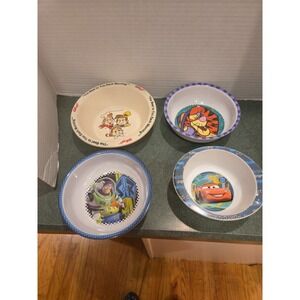Lot of 4 Kids Character Bowls Disney Pixar Kellogg's Tigger Toy Story Cars